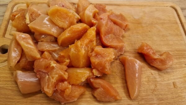 kyllingenuggets stykker skåret